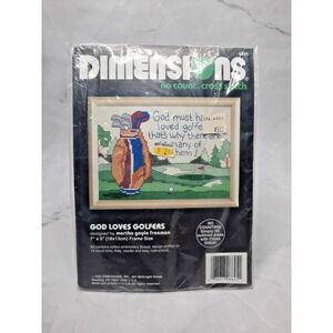 Vintage Dimensions No Count Cross Stitch Kit God Loves Golfers 6645 7x5